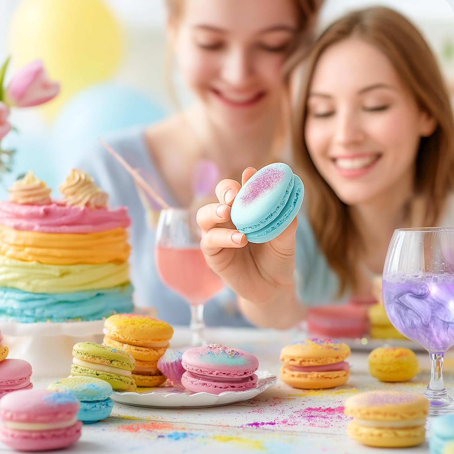 Set spray cu sclipici comestibil HOMY ARTY - 7 culori pudră cu sclipici comestibil fără aromă pentru băuturi, pudră colorant alimentar, sclipici comestibil pentru tort, șampanie, cocktailuri, spray cu sclipici comestibil - 4G