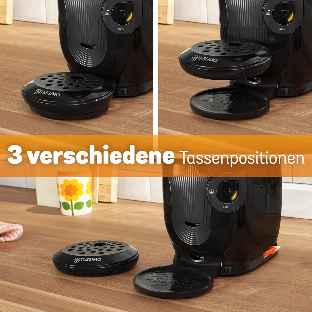 Espressor cu capsule Bosch Tassimo Style TAS112E, peste 70 de băuturi, potrivit pentru toate dimensiunile de cești, complet automat, sustenabil, economisește spațiu, 1400 W, negru