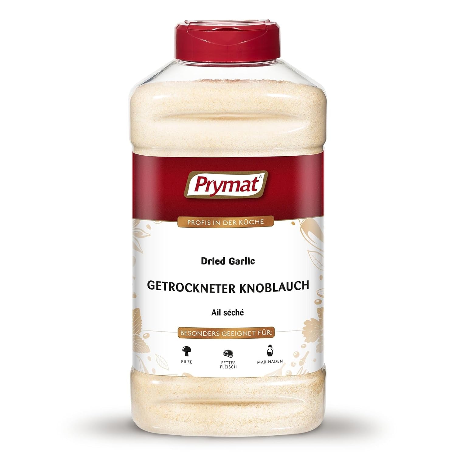 Prymat Getrockneter Knoblauch granuliert 1,05 kg – Aromatisches Knoblauchgranulat zum Würzen von Fleisch, Fisch, Gemüse, Saucen, Dips & Marinaden – intensiv im Geschmack – ohne Zusätze