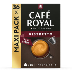 Café Royal Ristretto – Nespresso®-kompatible Kaffeekapseln, 100 % Arabica, intensiv, dunkle Röstung, Intensität 11/12, Rainforest Alliance, 36 Kapseln