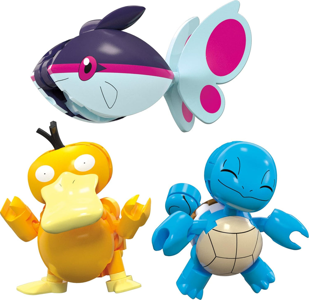 MEGA Pokémon Action Figure-Bauspilzeug, Wasserabenteuer mit 319 Teilen und beweglichem Schiggy, Enton und Finneon, für Kinder, HXF79