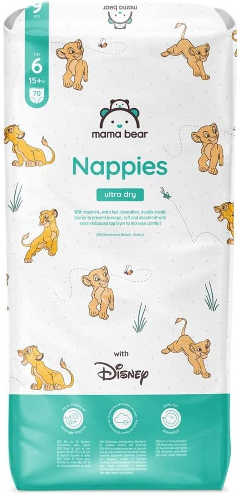 Amazon-Marke: Mama Bear Disney Ultra Dry Windeln, Größe 3 (4–9 kg) – Monatsbox, Weiß, 172 Stück (2 Packungen mit 86 Stück)