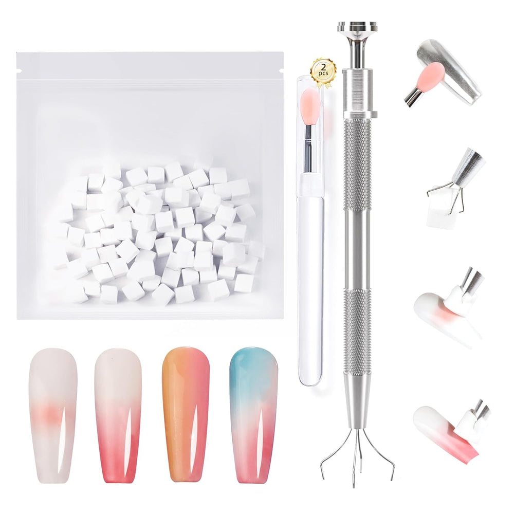 Aokitec 14 Stück Silikon Tool Nägel Pinsel Für Gel Nagellack UV, Wiederverwendbare Gel Pinsel Für UV Nagellack Chrome Nail Powder, Nail Art Zubehör Für Ombre Blush Mirror Effekt, Nägel Selber Machen
