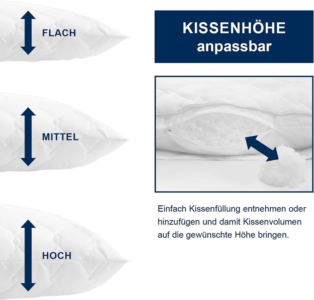 Pernă Irisette Noblesse - Made in Germany - Pernă cu capac detașabil din bumbac pur, 80 X 80 cm, certificată Oeko-Tex Perne standard Naty Shop