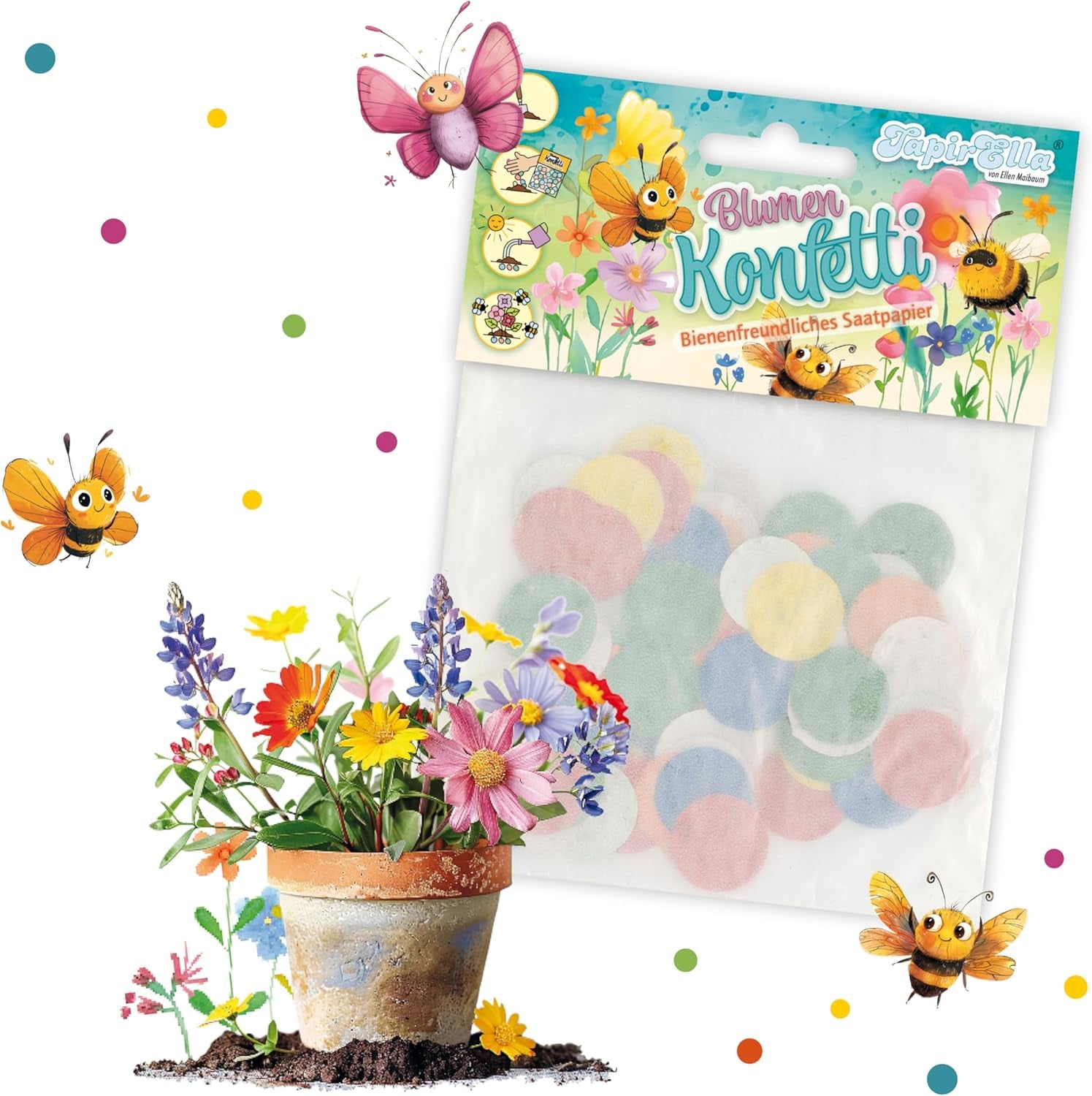 Blumen Konfetti, Wildblumen Mix, Samen Konfetti Mit Einem Mix Aus Bunten Blumen, Paradies Für Bienen Von Lutz Mauder, Saatpapier Mix, Geschenk, Dekoration (Ca. 150 Stck.)