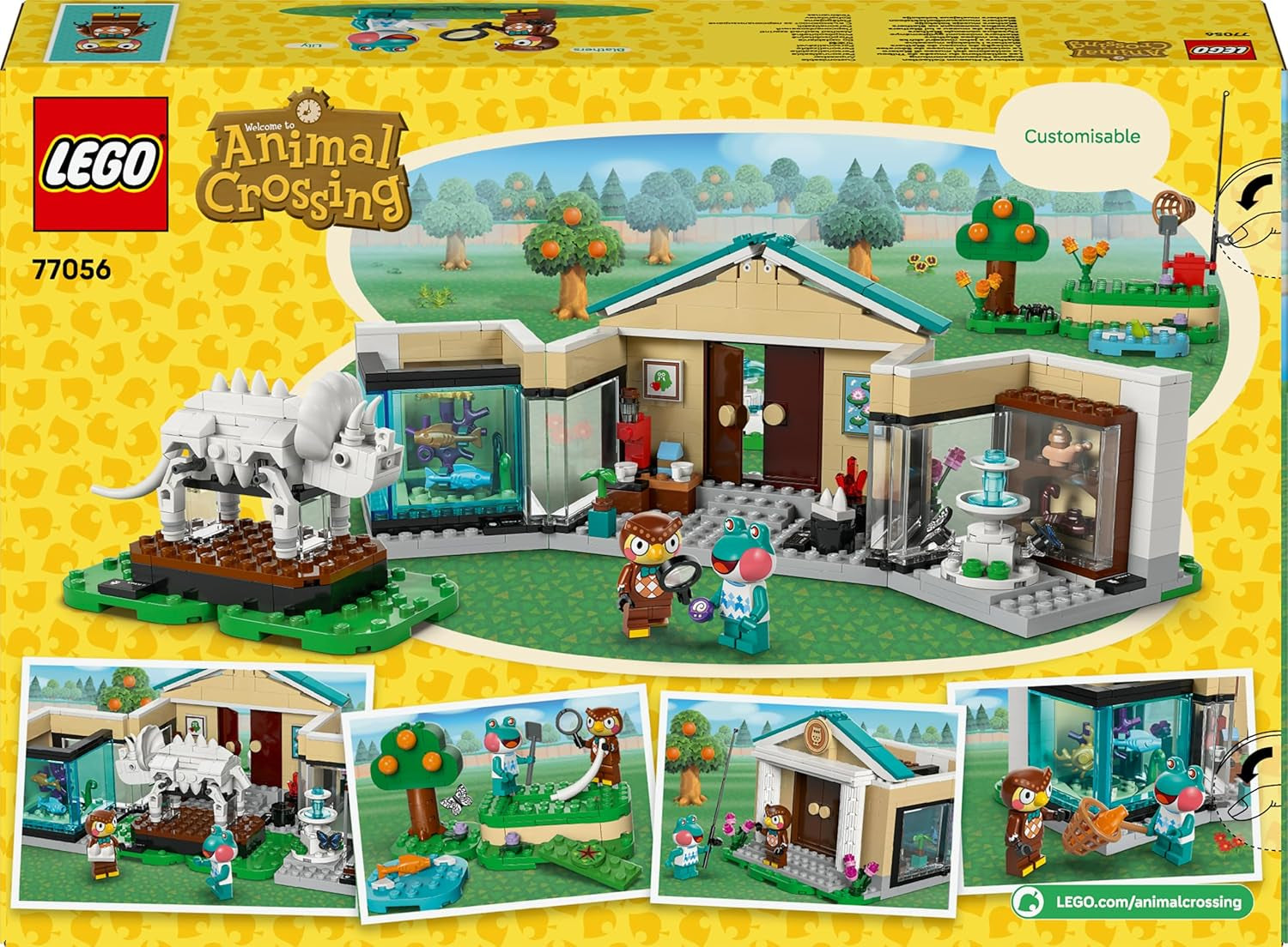 LEGO Animal Crossing – Eugens Museumssammlung – Interaktives Spielset mit Eugen & Liliane Minifiguren, Dinosaurierfossilien & Zubehör – Gamer Geschenk für Mädchen & Jungen ab 7 Jahren – 77056