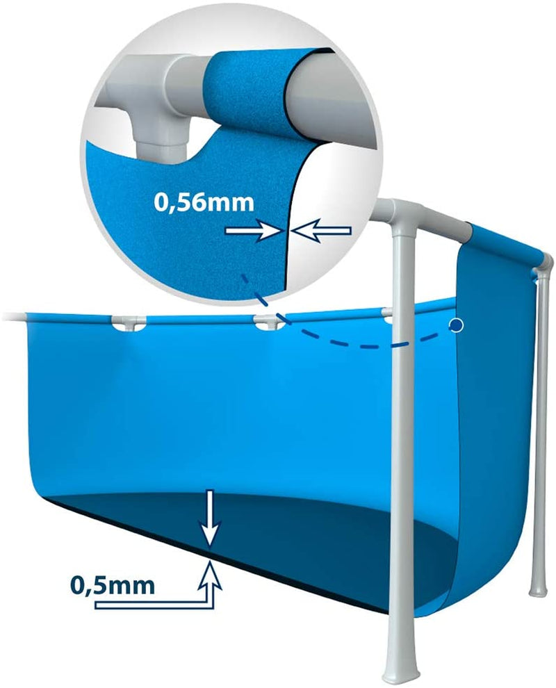 Rechteckiger Pool – oberirdischer Pool – 300 x 200 x 75 cm, blau und Oberflächenskimmer – Deluxe-Wandskimmer – hängender Skimmer, grau