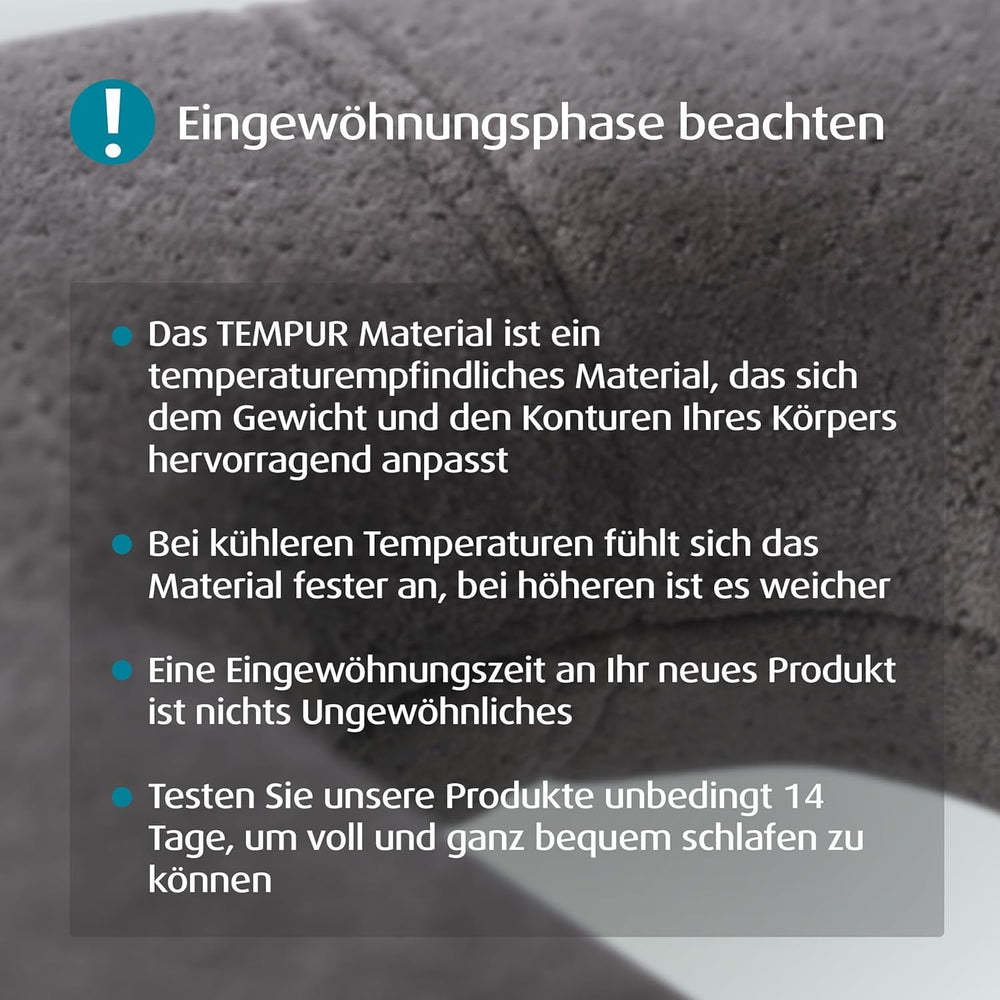 Pernă de călătorie TEMPUR Transit, material confortabil pentru perna de gât, vâscoelastică, ideală pentru călătorii cu autobuzul, trenul, mașina sau avionul, 30 x 28 x 8 cm