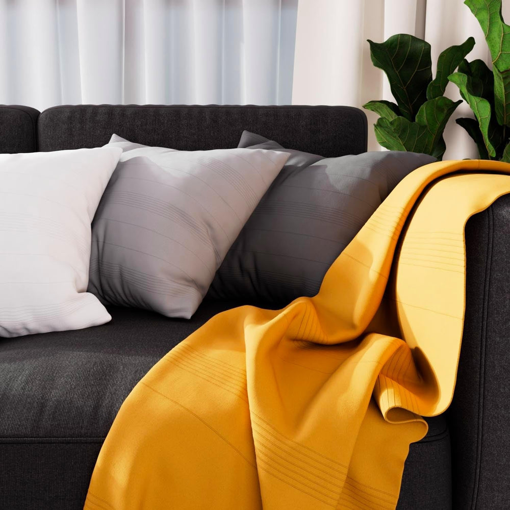 Soleil D'Ocre Adele Plaid, vom Sessel geworfen, Polycoton, Grau, 140 x 200 cm. Betten und Decken Besuche den Soleil d'ocre-Store Gelb 140 x 200 cm