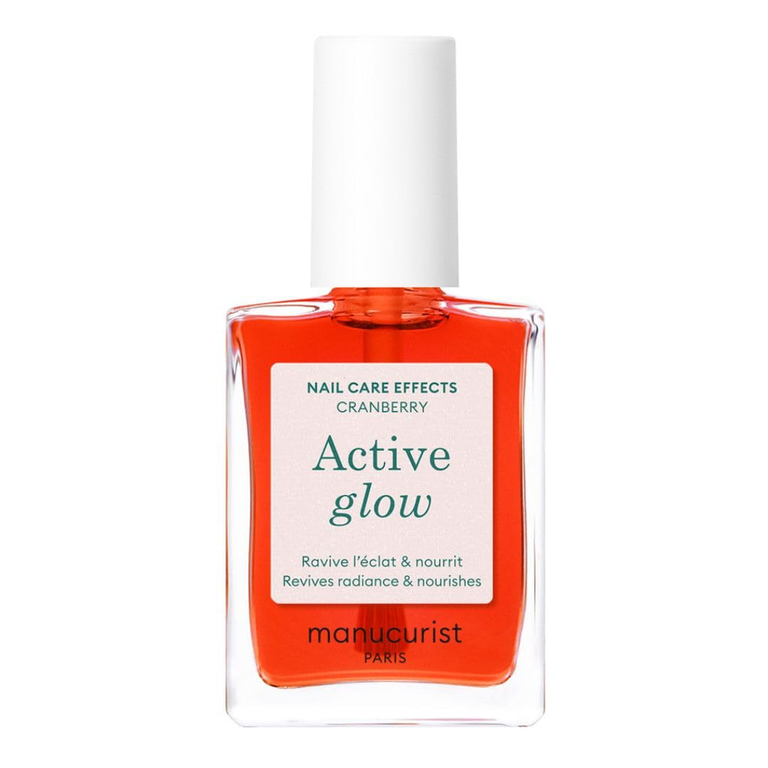 MANUCUIST Nail Care Repair Active Glow Raspberry (Pink) Biobasiert: Süße Mandel, Himbeere, pflegender und glänzender Nagellack, transparenter Pink-Effekt – Nude-Nagellack