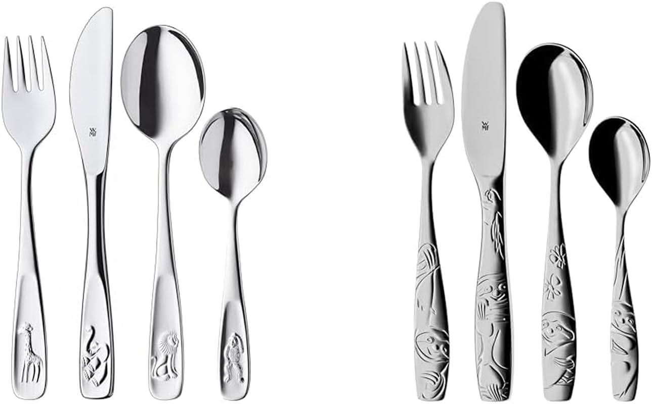 WMF Animals set de tacâmuri din oțel inoxidabil pentru copii, 4 piese, Cromargan lustruit Bucatarie Naty Shop