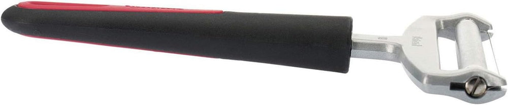 Westmark Käseschneider mit Rolle und auswechselbarem Schneiddraht, Variable Schnittstärke, Breite: 12 cm, Rostfreier Edelstahl/Aluminium/Kunststoff, Schwarz/Rot, 29272260, 17 x 12 x 2 cm