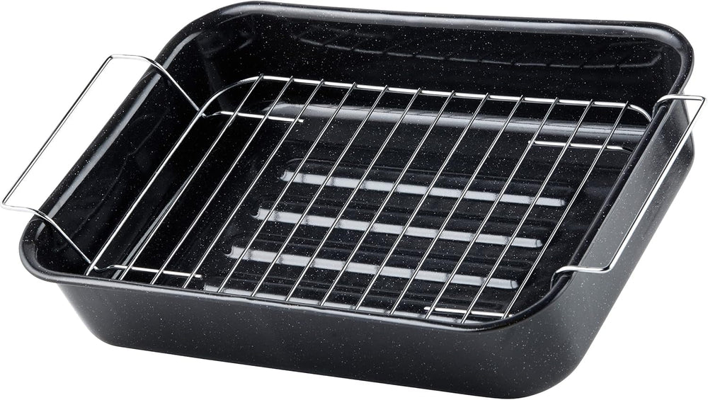Russell Hobbs CW9161 Romano 34Cm Emaille Bräter - Mit Gitter, Rechteckige Auflaufform Mit Rost, Spülmaschinenfest Ofenform, Grill Auflaufform, Bratform Für Backofen Ofenbeständig Bis 230 Grad Formen und Tabletts zum Backen Naty Shop