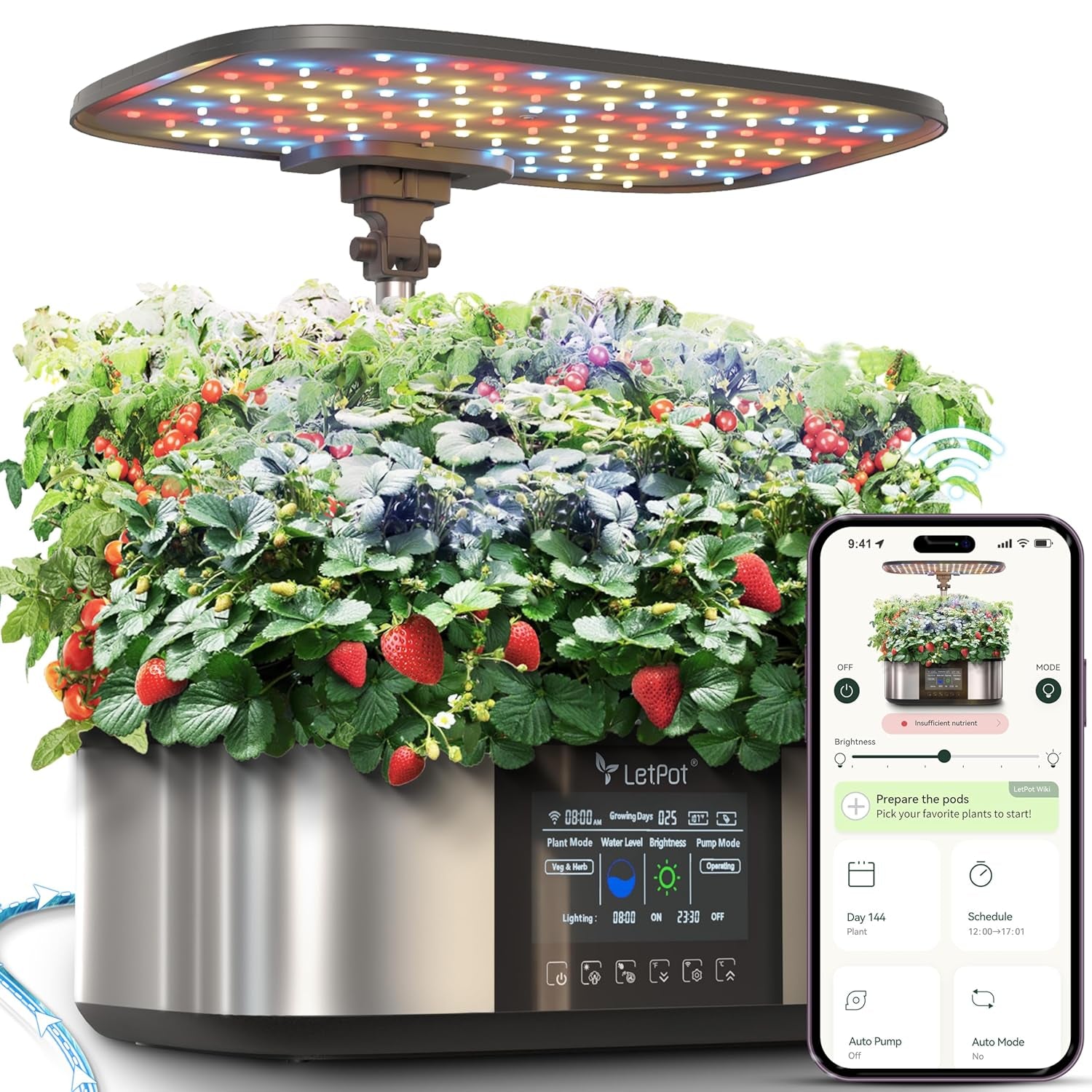 LPH-Max Hydroponic Grow System Kit, 21 Kapseln, App und WLAN, automatisch gesteuert, Smart Indoor Garden mit 36 ​​W LED-Licht, automatisches Tropfbewässerungsset, selbstverwaltete Pflege