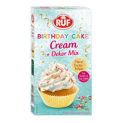 RUF Birthday Cake Cream, pudră de cremă cu aromă de vanilie și caramel și decor colorat, 110 grame Glazuri si Decor Naty Shop