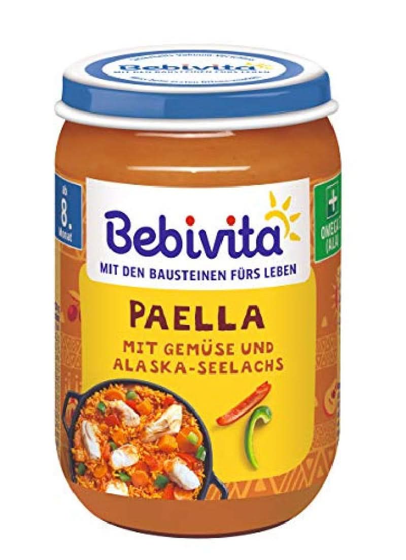 Menüs Ab 8 Monaten Spaghetti Bolognese, 6er-Pack (6 x 220 Gramm), mittel Mutter und Kind Naty Shop 6 x 220 Gramm Paella mit Gemüse und Alaska-Seelachs