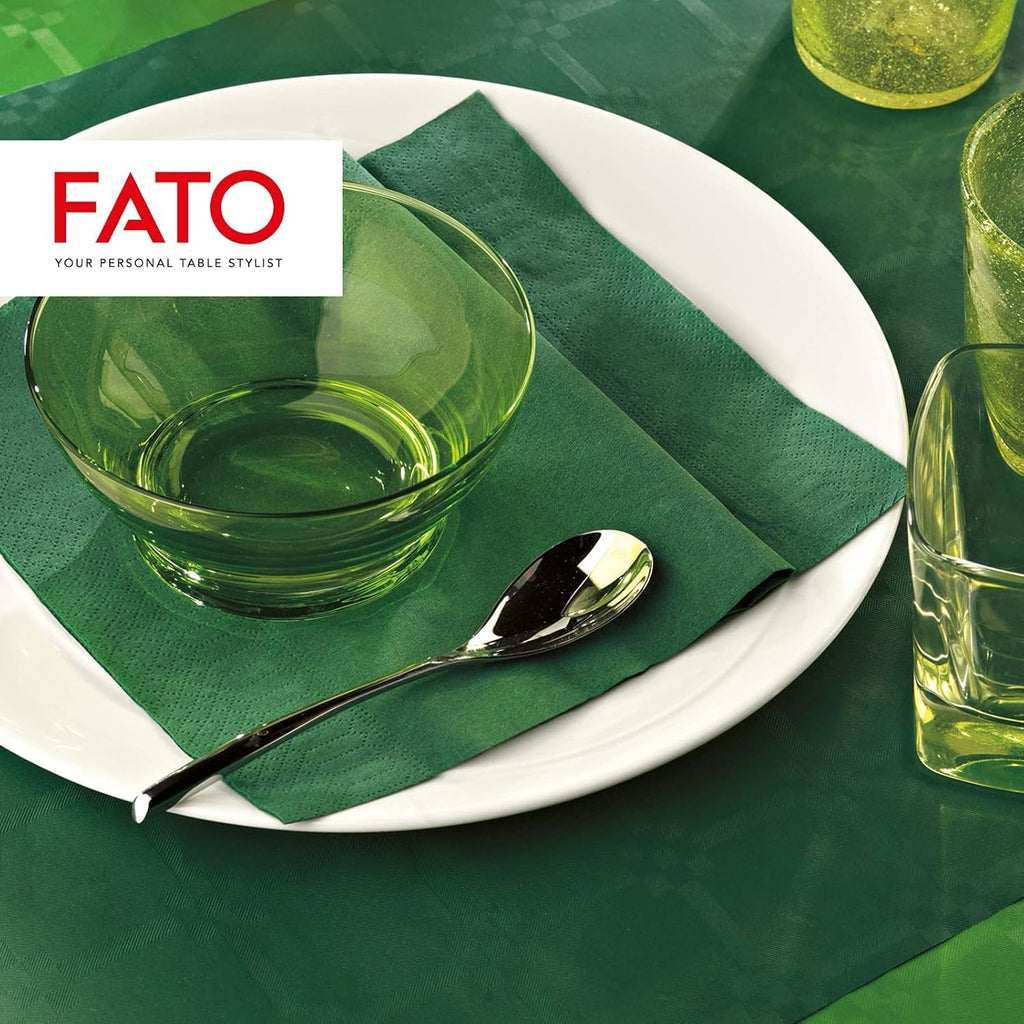 , Șervețele de hârtie de unică folosință, Ideal pentru prânzuri informale și bufete, Pachet de 50 de șervețele, Dimensiune 33X33, 4 ori pliate, 2 straturi, Verde pădure, 100% hârtie din celuloză pură, certificat Fsc