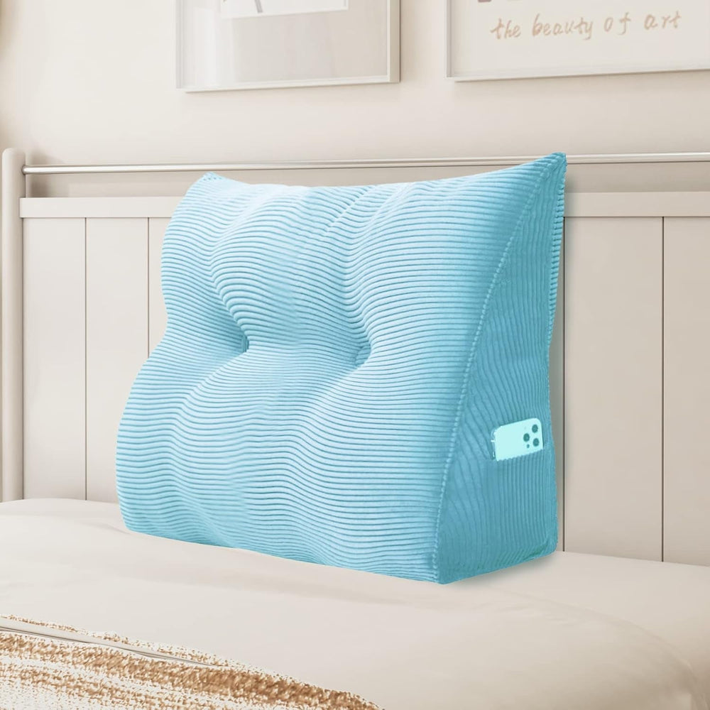 Pernă Johnear cu pană, pernă de citit pentru pat și canapea, pernă pentru spătar, pernă pentru tăblie, pernă lombară triunghiulară mare (gri, 45 cm)