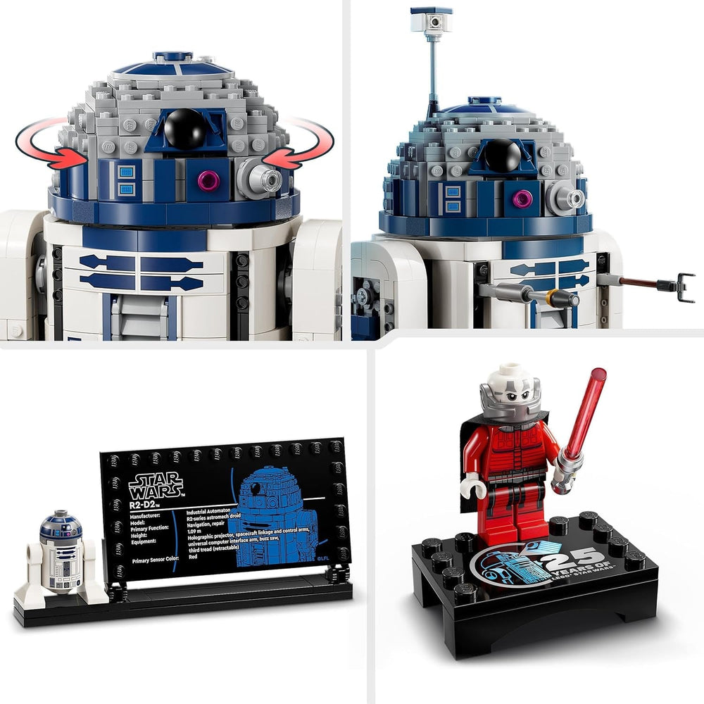 LEGO Star Wars R2-D2-Modellset für Kinder, Jungen und Mädchen, baubare Droidenfigur mit Darth Malek-Minifigur zum 25-jährigen Jubiläum und Dekorationsplatte, Sammlungsgeschenkidee 75379 Bausets Besuchen Sie den LEGO-Store