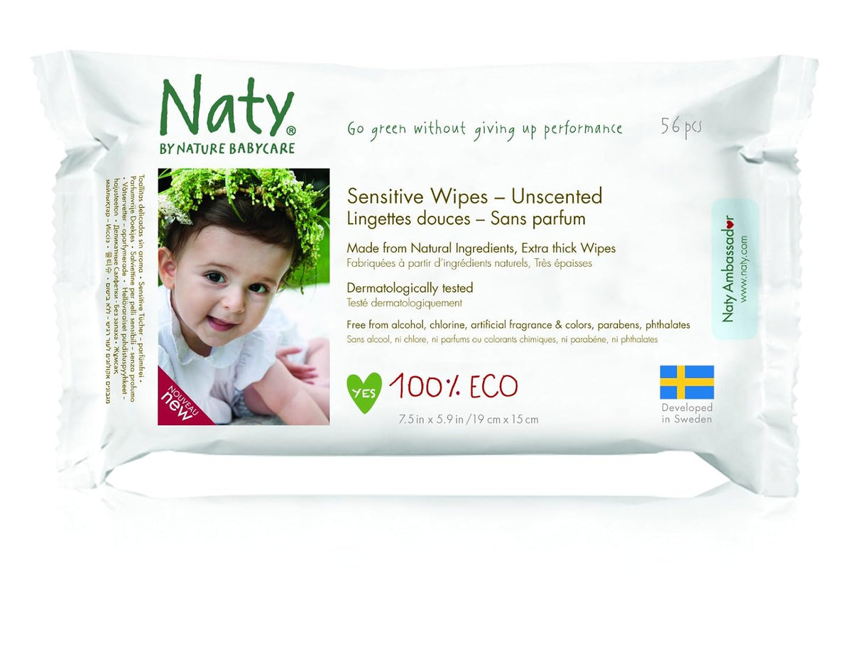 Eco by Naty Baby Care, Bio-Feuchttücher für Babys, parfümfrei, 56 Windeln