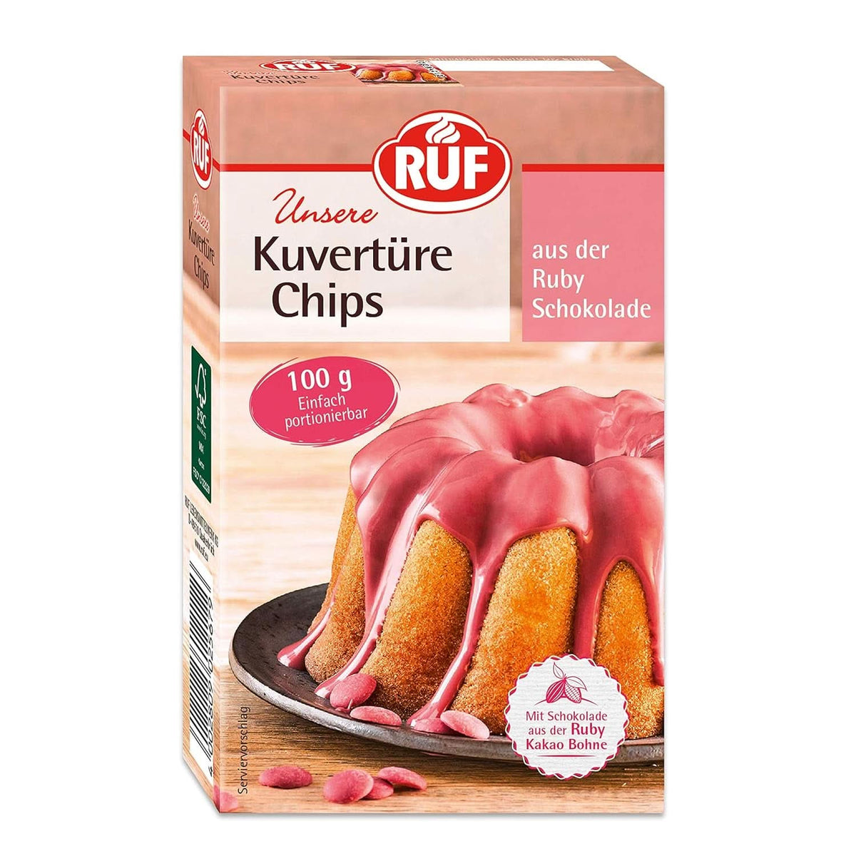 RUF Couverture Chips Ruby, 100 Gramm Glasuren und Dekor Naty Shop 100 Gramm Ruby