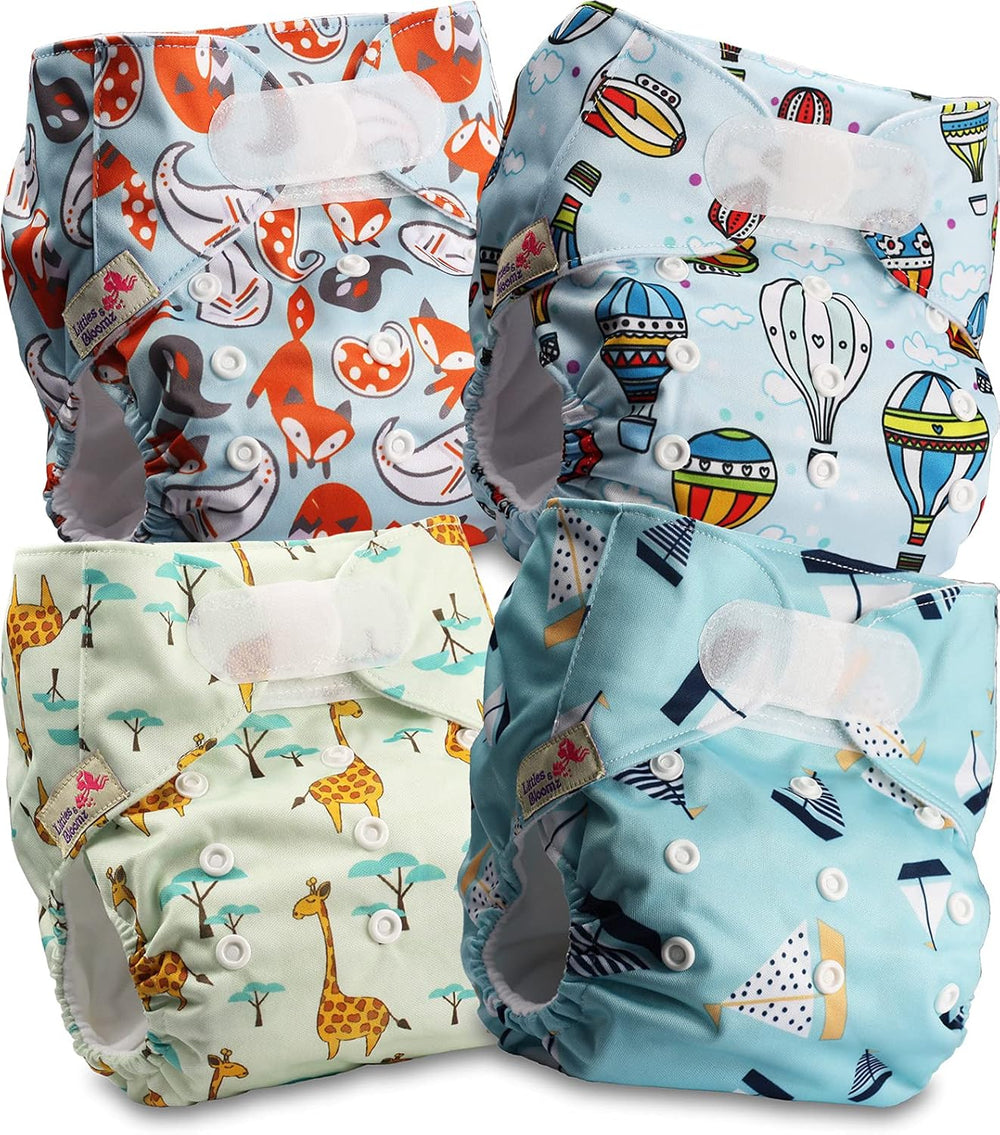 Littles and Bloomz wiederverwendbare Windel FLV2-0602, Standard-Klettverschluss, 6 Windeln