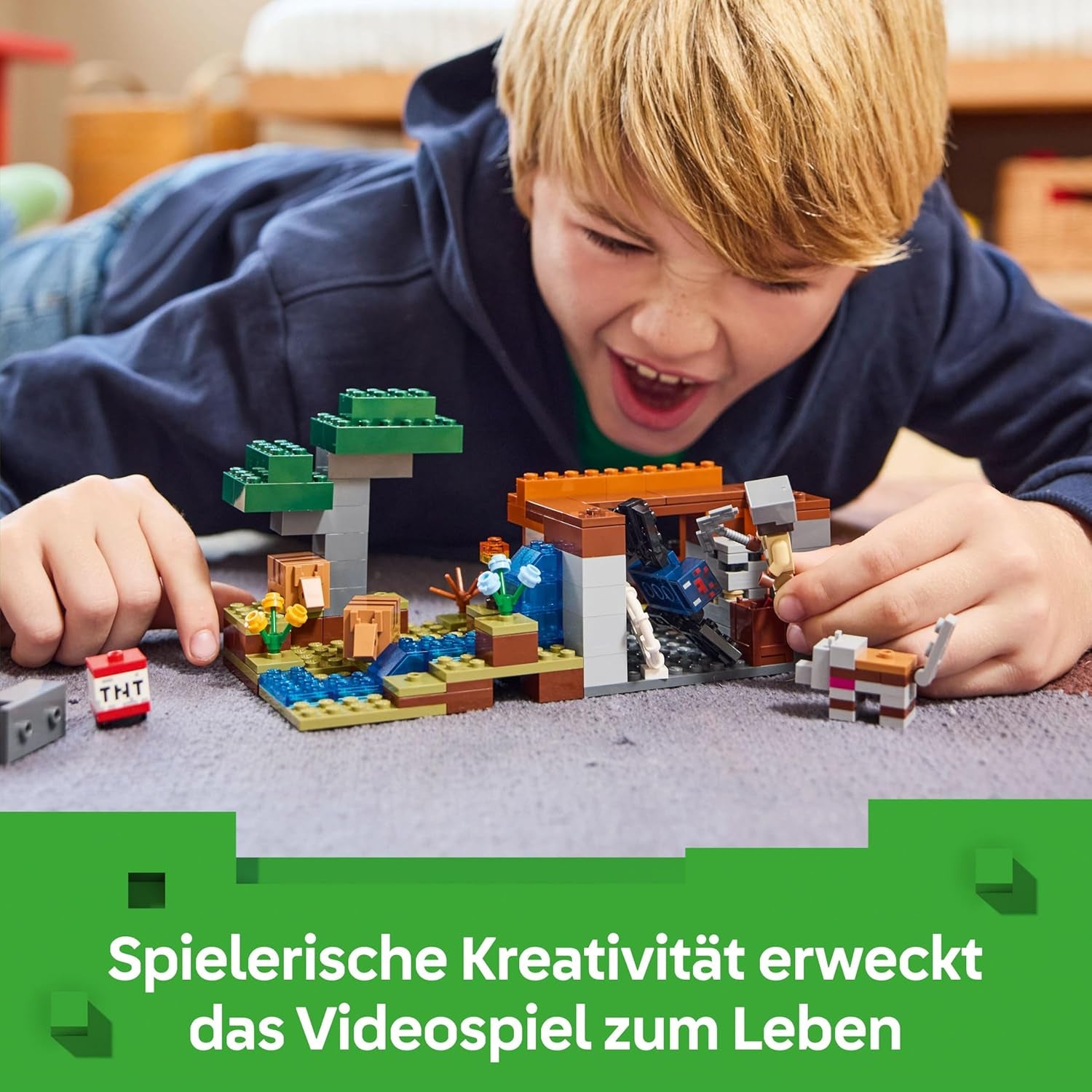 LEGO Minecraft Die Expedition zur Gürteltiermine – Interaktives Gamer Spielzeug mit Höhlenspinne- und Wolfsfiguren – TNT-Funktion – Gaming Geschenk für Jungen und Mädchen ab 8 Jahren – 21269