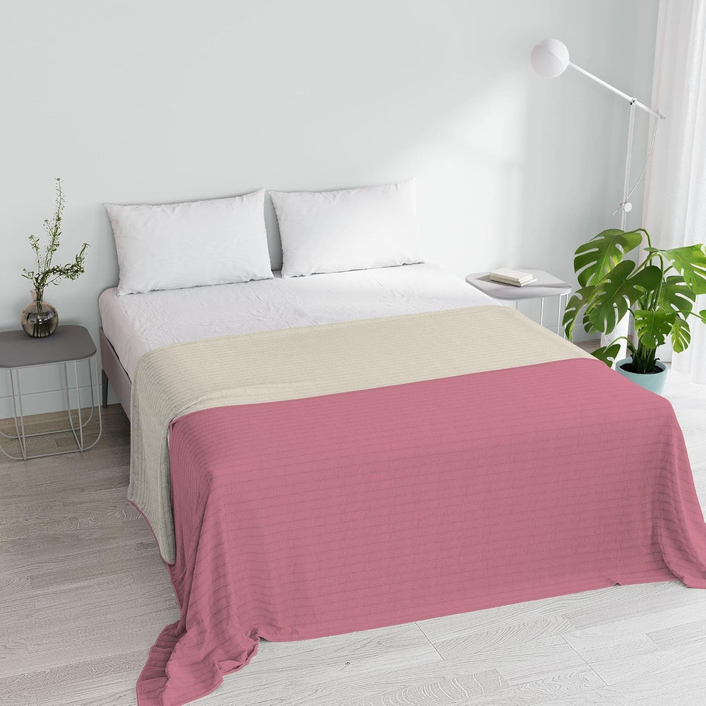 Sommerdecke aus Mikrofaser in Orange/Rost für Doppelbett, 250 x 250 cm. Steppdecken und Steppdecken, Naty Shop, Rosa/Creme, Ehebett, 250 x 250 cm