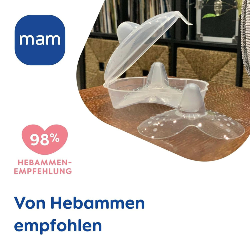 MAM Stillhütchen Größe L (Ø 23 Mm) Im 2Er-Set, Extra Weiche Brusthütchen Zum Schutz Beim Stillen, Brustwarzenschutz Für Maximalen Hautkontakt Zwischen Mutter Und Kind Accessories Food and Breastfeeding Bebe Naty Shop