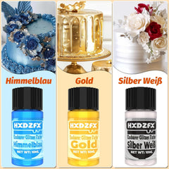 Essbarer Glitzer - 3 Torten Kuchen Deko Essbare, Metallic Lebensmittelfarbe Flüssiges, Edible Glitter Für Muffin, Cocktail, Marshmallows - 10Ml Naty Shop