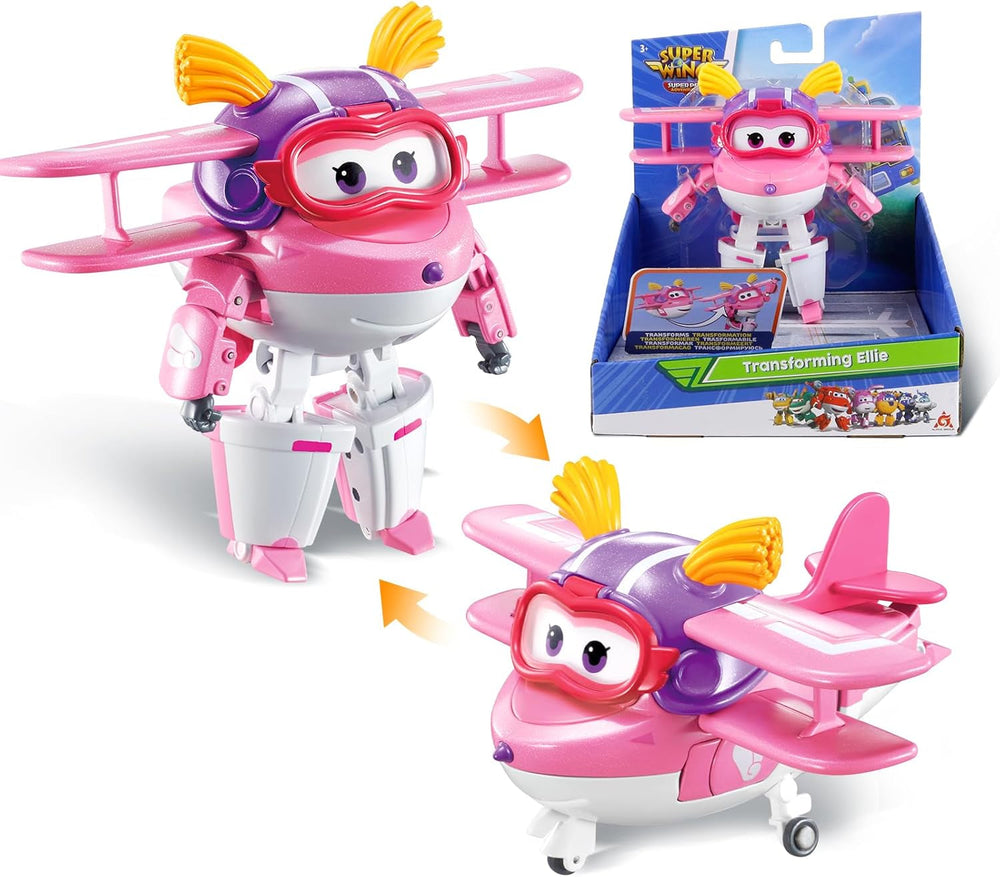 Super Wings 5" Transforming Characters 2-Pack Transforming Supercharged Jett + Tino, jucărie Transformer pentru băieți și fete de peste 3 ani, roșu Action figures Naty Shop Ellie