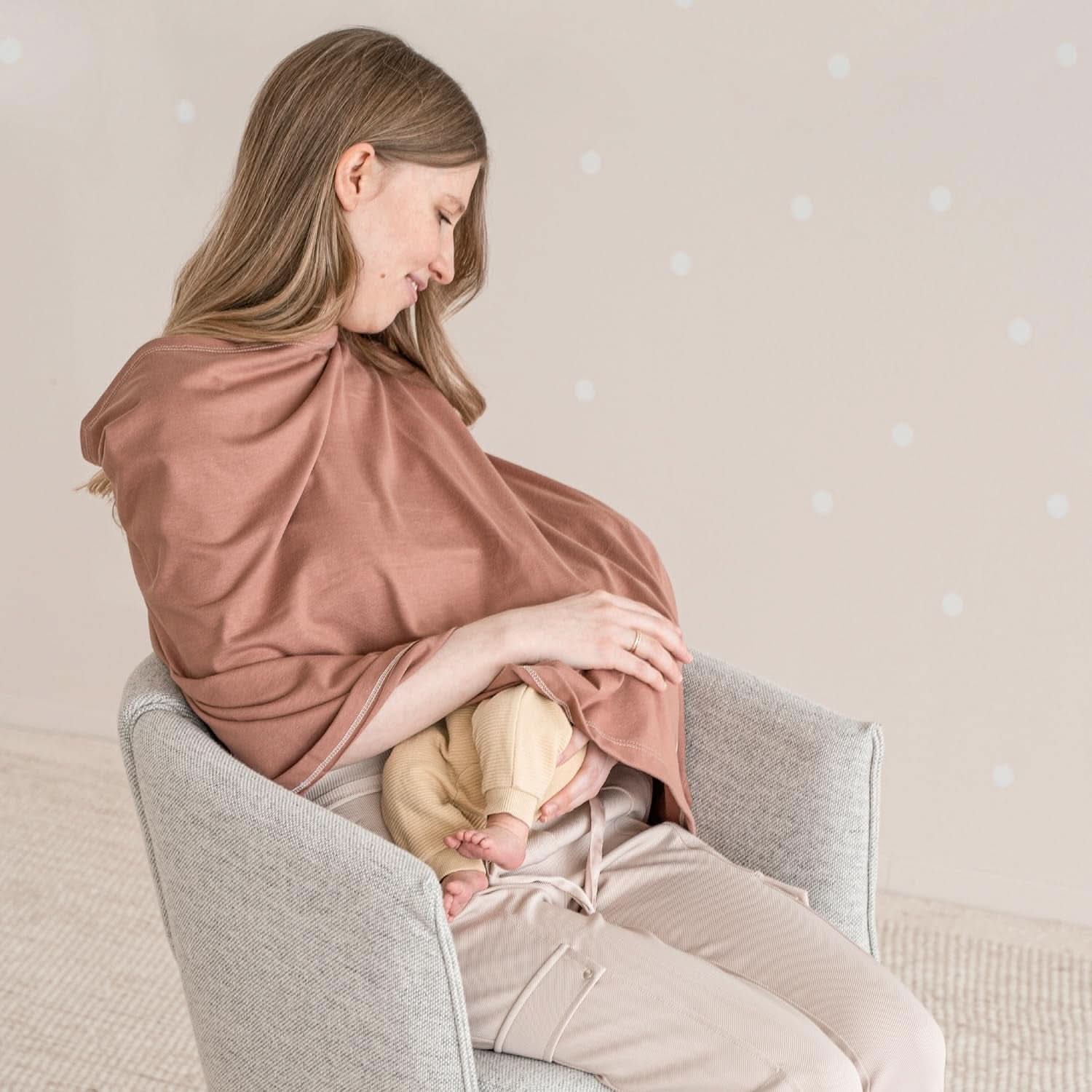 Julius Zöllner Stilltuch Aus 100 Prozent Jersey-Baumwolle, OEKO-TEX STANDARD 100, Made in Germany, Uni Tan Accessoires Essen und Stillen Bebe Naty Shop