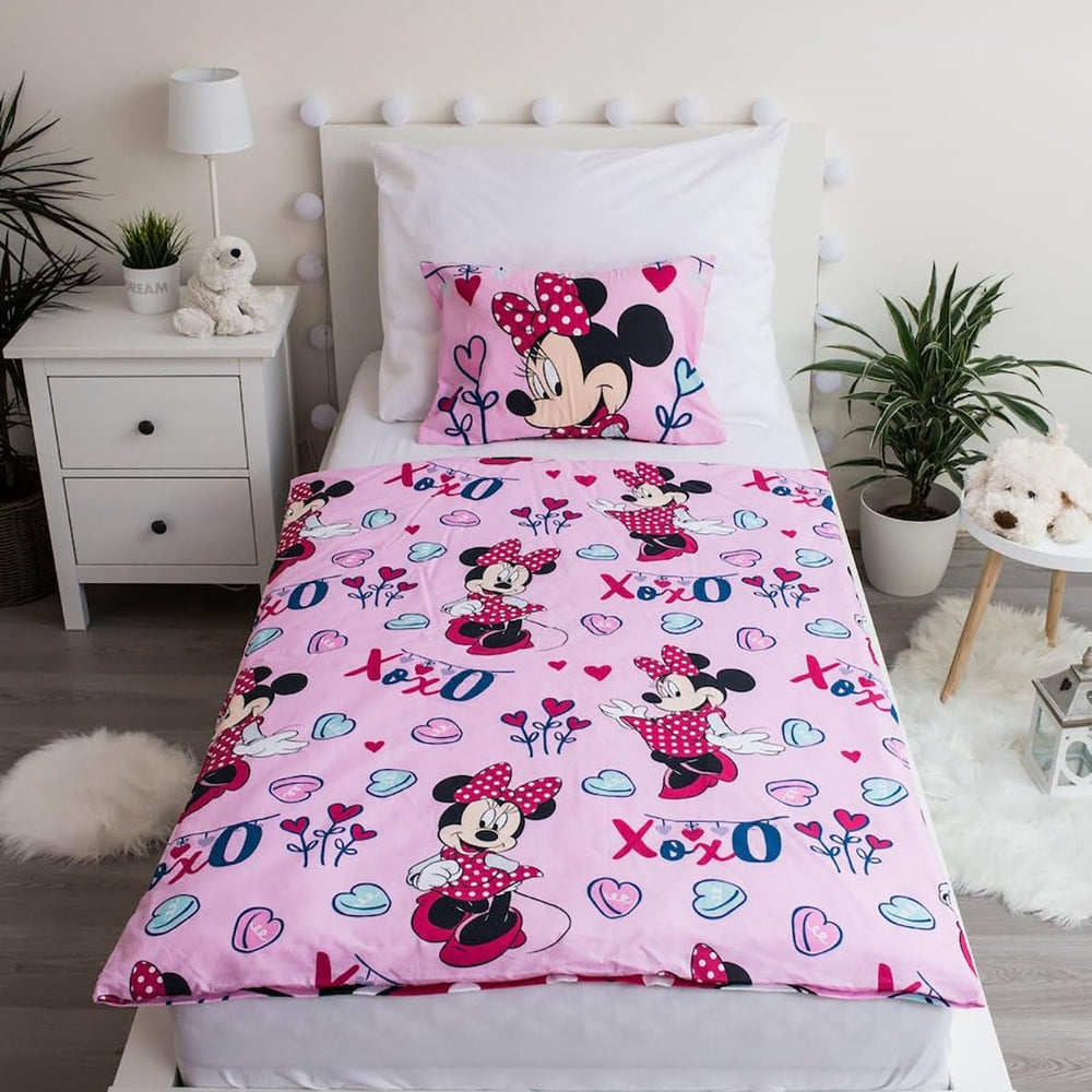 Disney-Bettwäsche, Minnie Mouse Pink Baby, Bettwäsche aus 100 % Baumwolle mit Reißverschluss – Kids Naty Shop