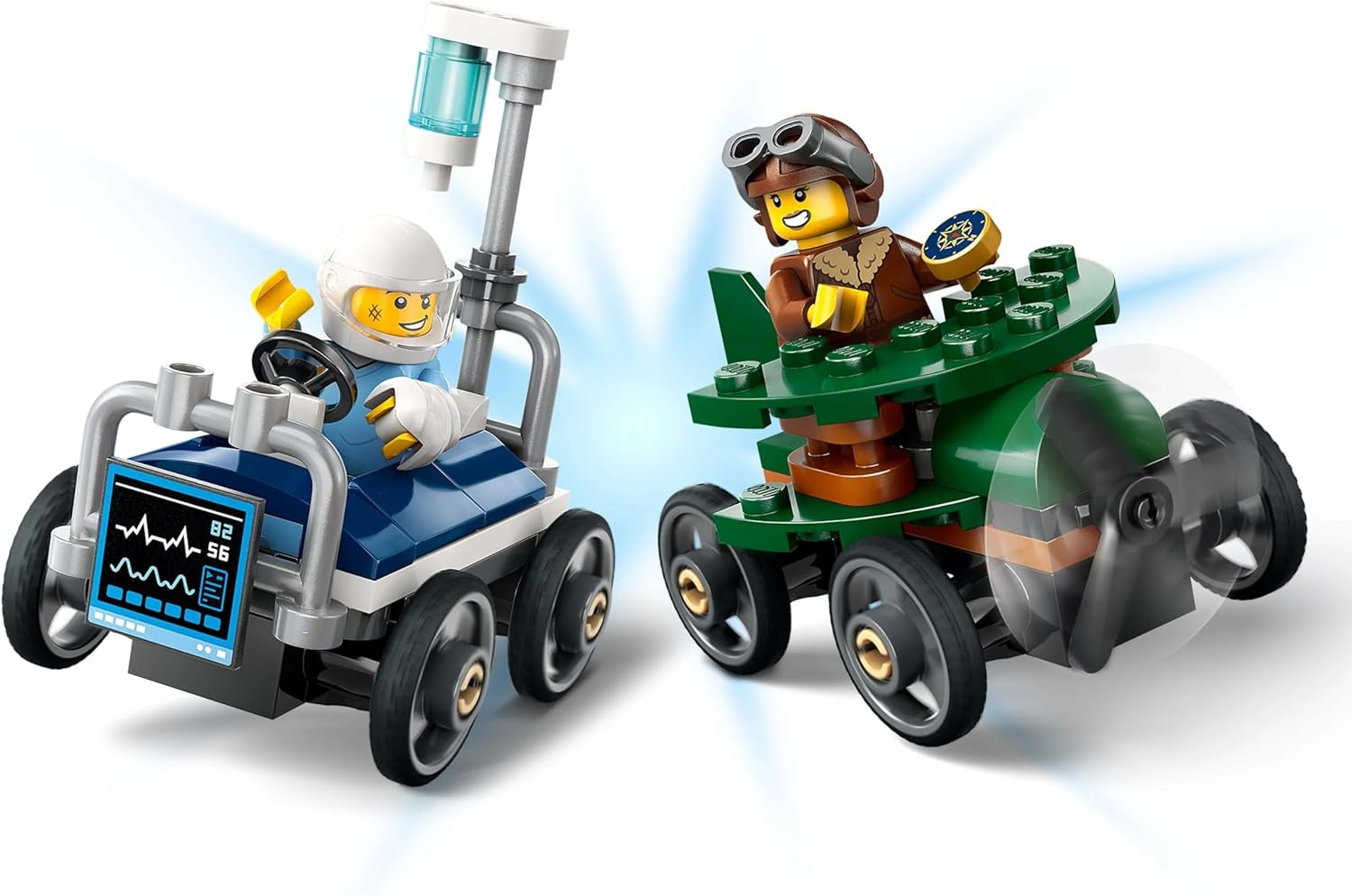 LEGO City Flugzeug vs. Krankenhausbett-Rennwagen-Set – Seifenkistenspielzeug für Jungen und Mädchen ab 5 Jahren – Bauset mit 2 Minifiguren – Geburtstags- und Weihnachtsgeschenk 60459 Bausätze Besuchen Sie den LEGO-Store