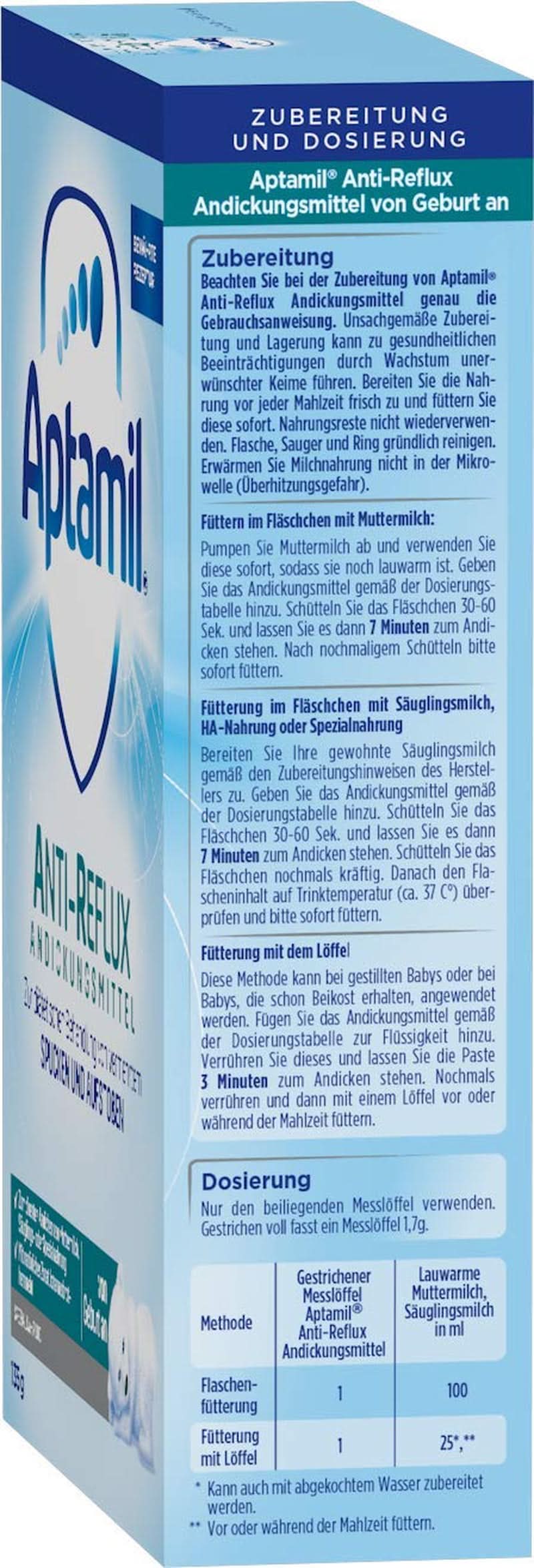 Aptamil AR Verdickungsmittel ab Geburt, 6er Pack (6 x 135 g) Mutter und Kind Naty Shop