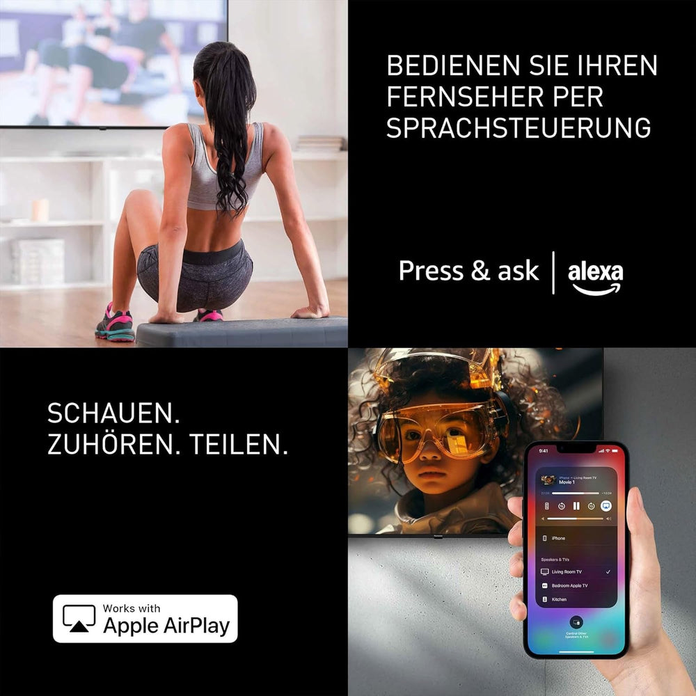 Televizor Panasonic Premium TV-50W85BEZ, seria W85B, 50 inch, televizor inteligent QLED 4K Ultra HD, 2025, 120 Hz, Fire TV, Dolby Vision și Atmos, mod Joc Extrem, Alexa, asistență Apple, Bluetooth, negru