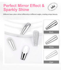 BISHENGYF Silver Chrome Nail Powder – Metal Holo Chromfarbener Nagelpuder, 1G Cromepulver Nägel Glitzer Glänzende Silver Nagelpulver Spiegeleffekt Pigment Nagelkunst, Diy-Design-Dekor Frauen Geschenk