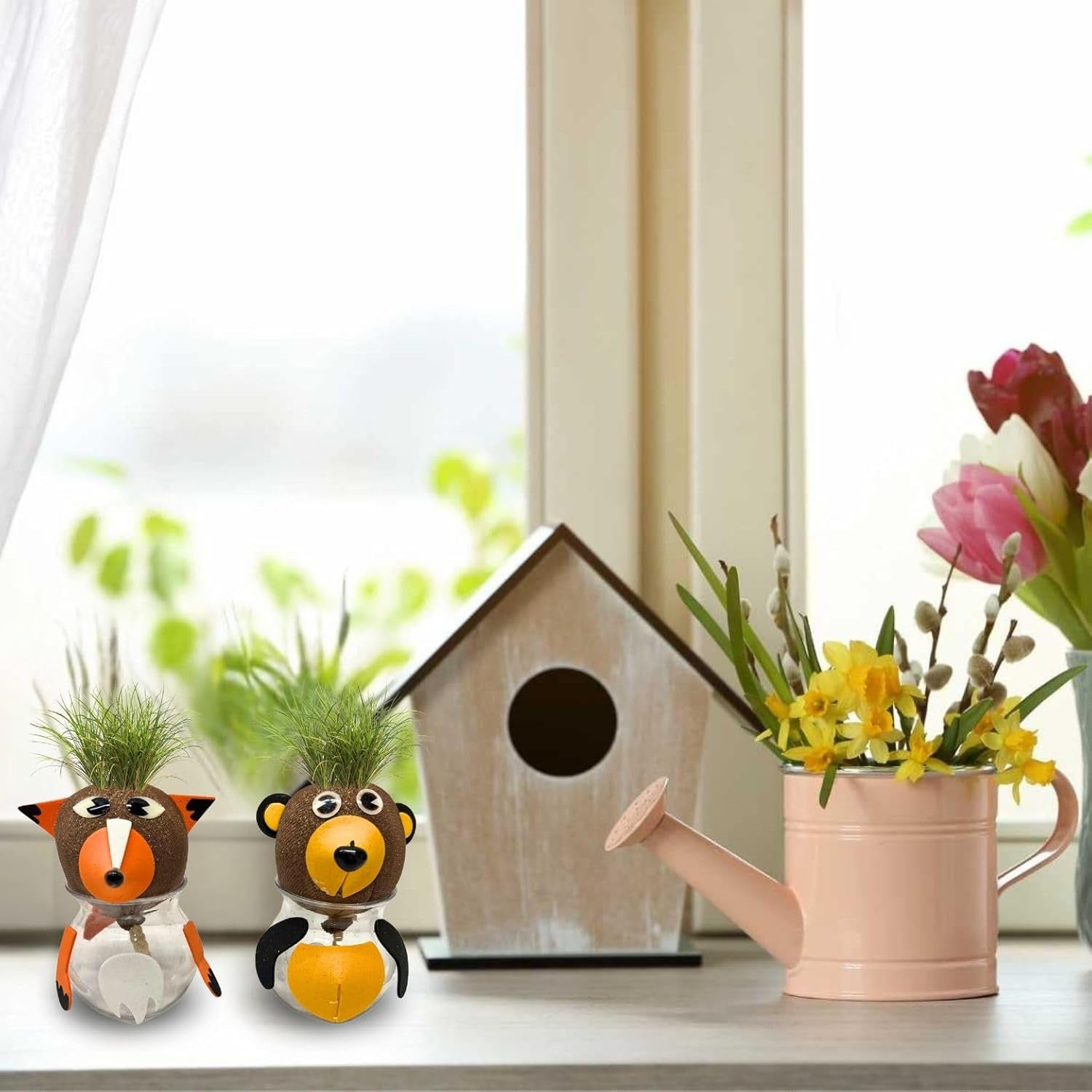 Bada Bing Graskopf 4er Set inkl. Wasserbehälter Waldtiere DIY Tiere – Rasenkopf Tierkopf mit Rasensamen – Experiment für Kinder – Spaß mit Lerneffekt – Geschenk Mitbringsel Kindergeburtstag Mitgebsel