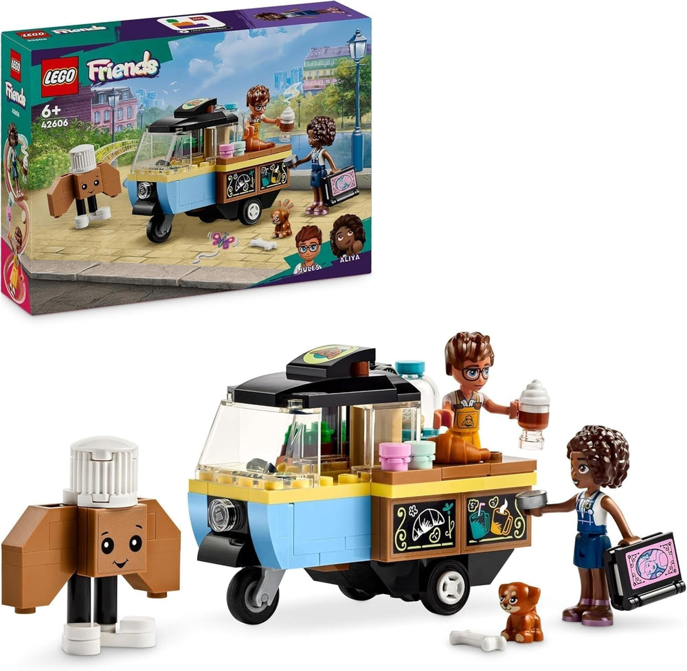 LEGO Friends Rolling Café Kleines Backspielzeug für Kinder, Geschenk für Mädchen und Jungen ab 6 Jahren, Lernspielzeug mit Aliya, Jules und Aira dem Hund 42606 Bausets Besuchen Sie den LEGO-Store Single