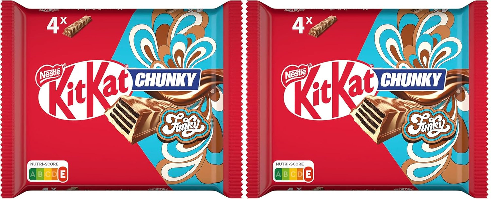 Nestlé Chunky Funky Crispy Wafer in Milchschokolade, Multipack, 2er-Pack (je 4 x 40 g)