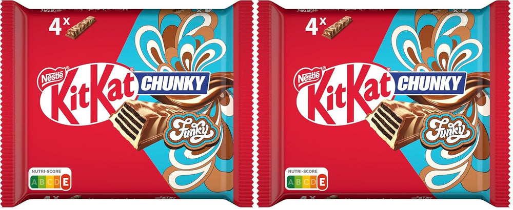 Nestlé Chunky Funky Crispy Wafer in Milchschokolade, Multipack, 2er-Pack (je 4 x 40 g)