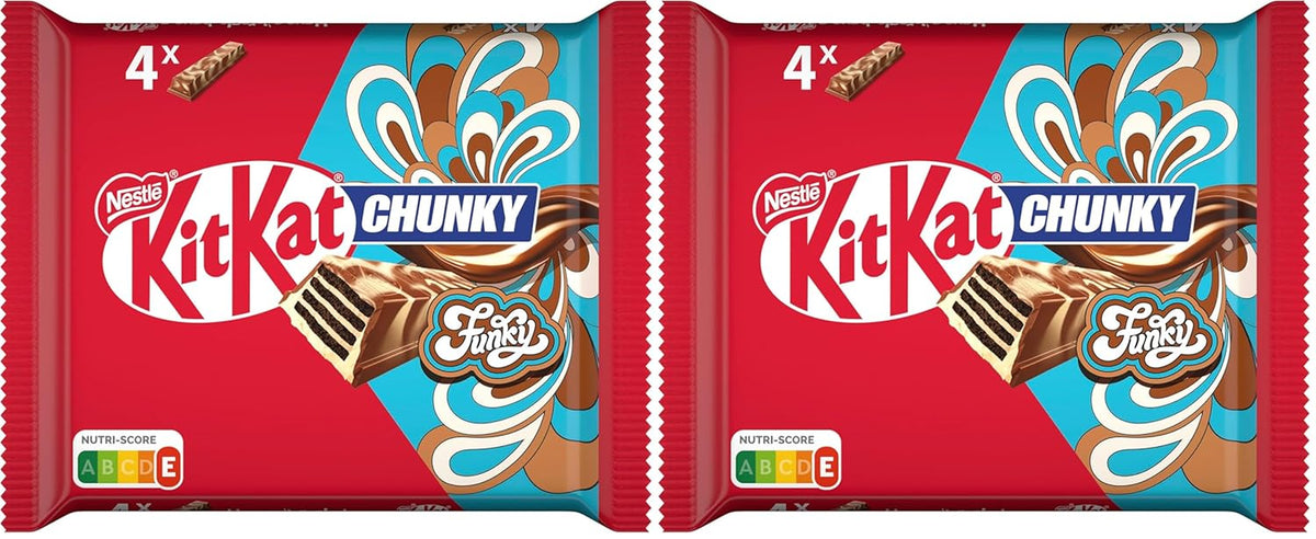 Nestlé Chunky Funky Crispy Wafer in Milchschokolade, Multipack, 2er-Pack (je 4 x 40 g)