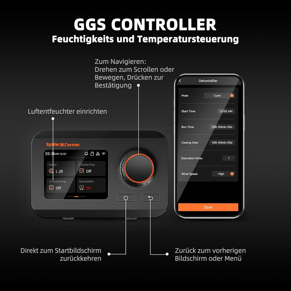 SPIDER FARMER Luftentfeuchter, 12 l Pflanzen-Luftentfeuchter mit Feuchtigkeitskontrolle, App-Steuerung, 24-Stunden-Timer-Funktion für Wachstumszelte, elektrischer Luftentfeuchter für Innengärten, Wohnungen und Keller
