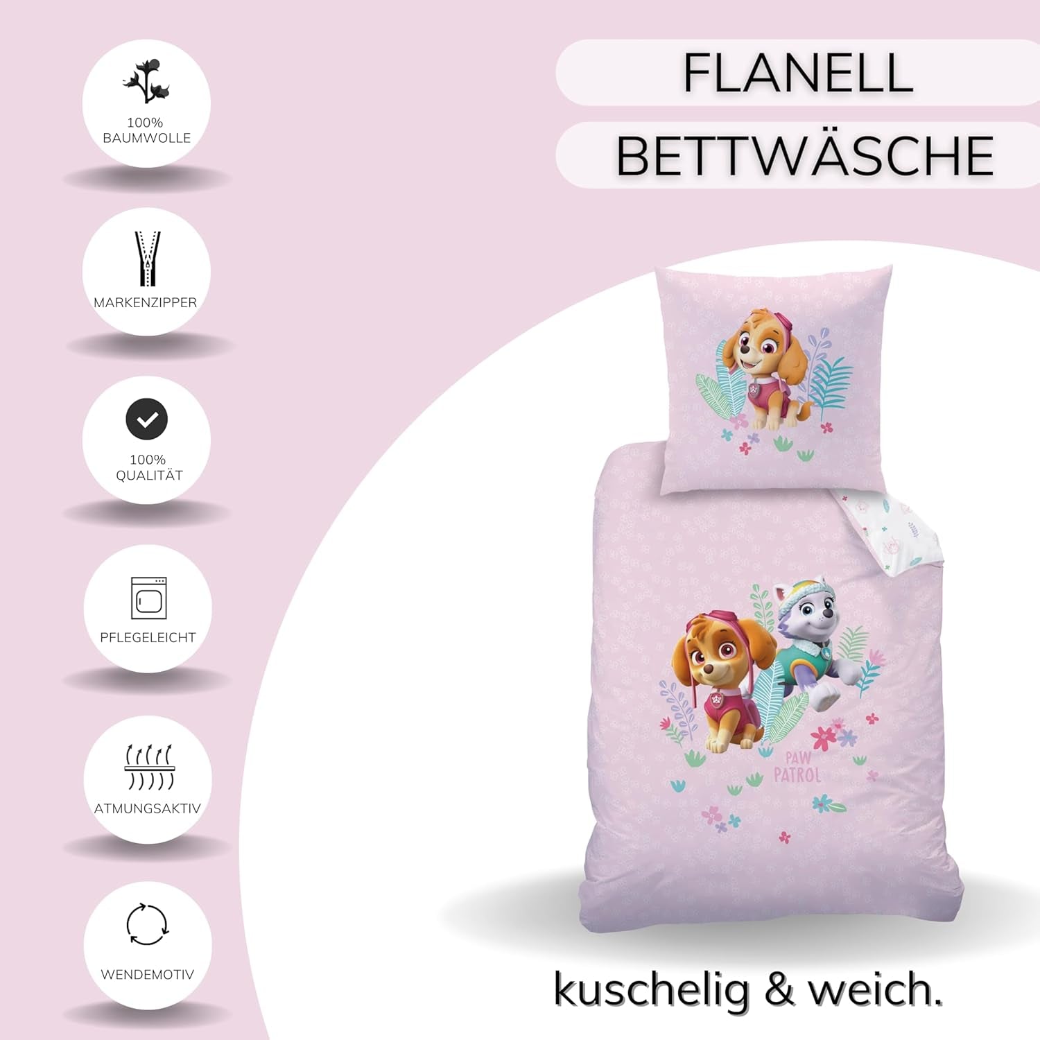 Bettwäsche, Paw Patrol, 100 % Baumwolle. Bettwäsche – Kinder Naty Shop