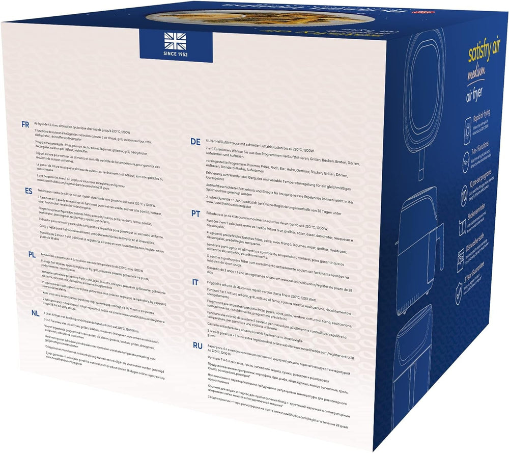 Russell Hobbs Air Fryer L 4L Rapid Airfryer, 7 Kochfunktionen, 10 Programme Haushaltsgeräte Naty Shop