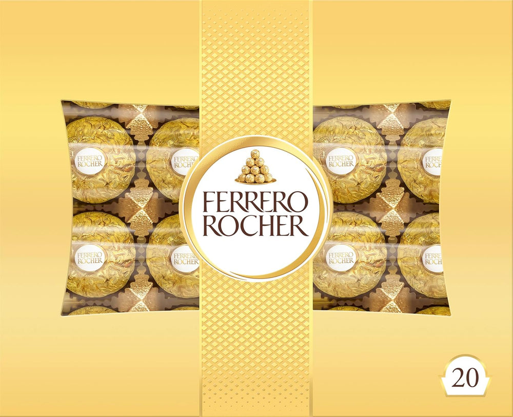Ferrero Rocher – Knusprige und cremige Haselnuss-Spezialitäten-Pralinen – Valentinstagsgeschenk für Sie und Ihn – 16 Packungen mit 4 einzelnen Pralinen