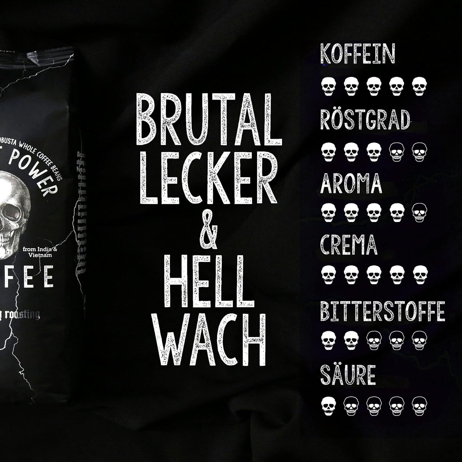 | Kaffeebohnen extra stark | Espresso 100% Robusta | viel Koffein wenig Säure | 1000g ganze Kaffee Bohnen | geeignet für Vollautomat | mit Zufriedenheitsgarantie