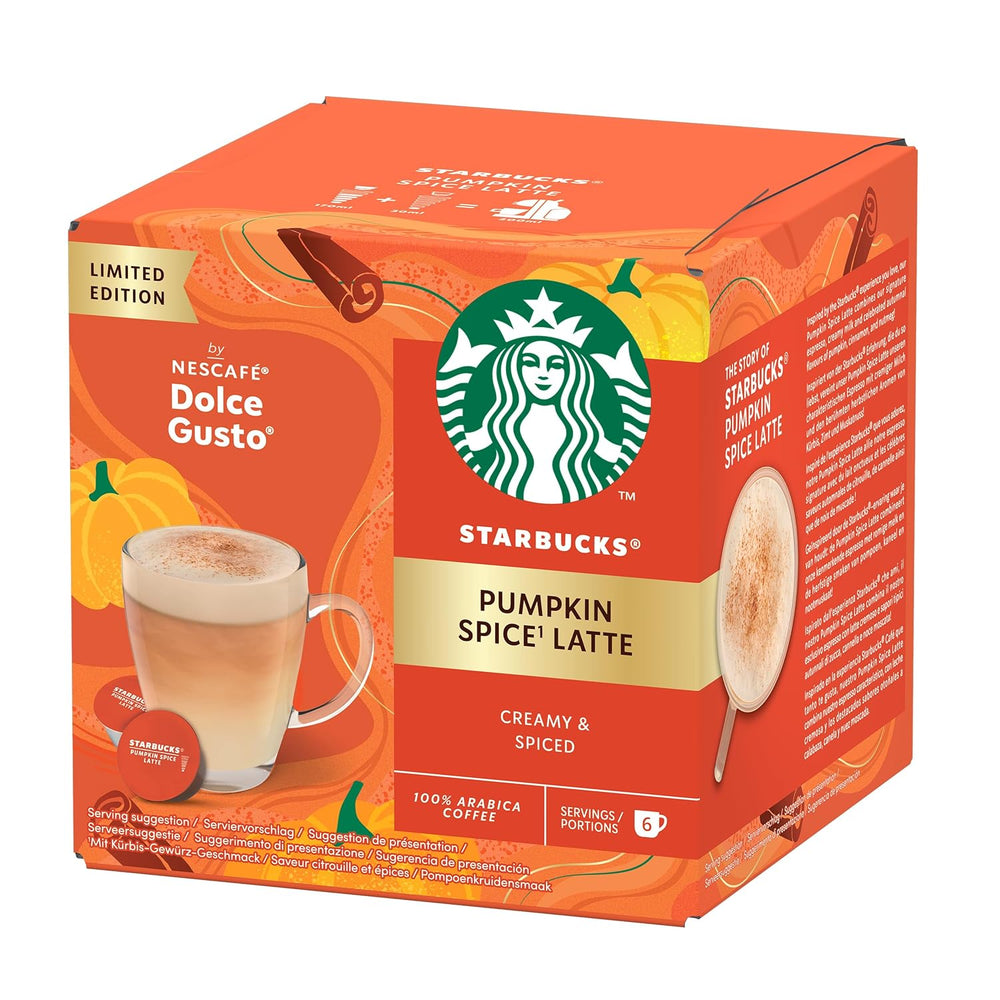STARBUCKS Pumpkin Spice Latte by Nescafé Dolce Gusto, Dunkle Röstung, Kaffeekapseln 6 x 12 (72 Kapseln)