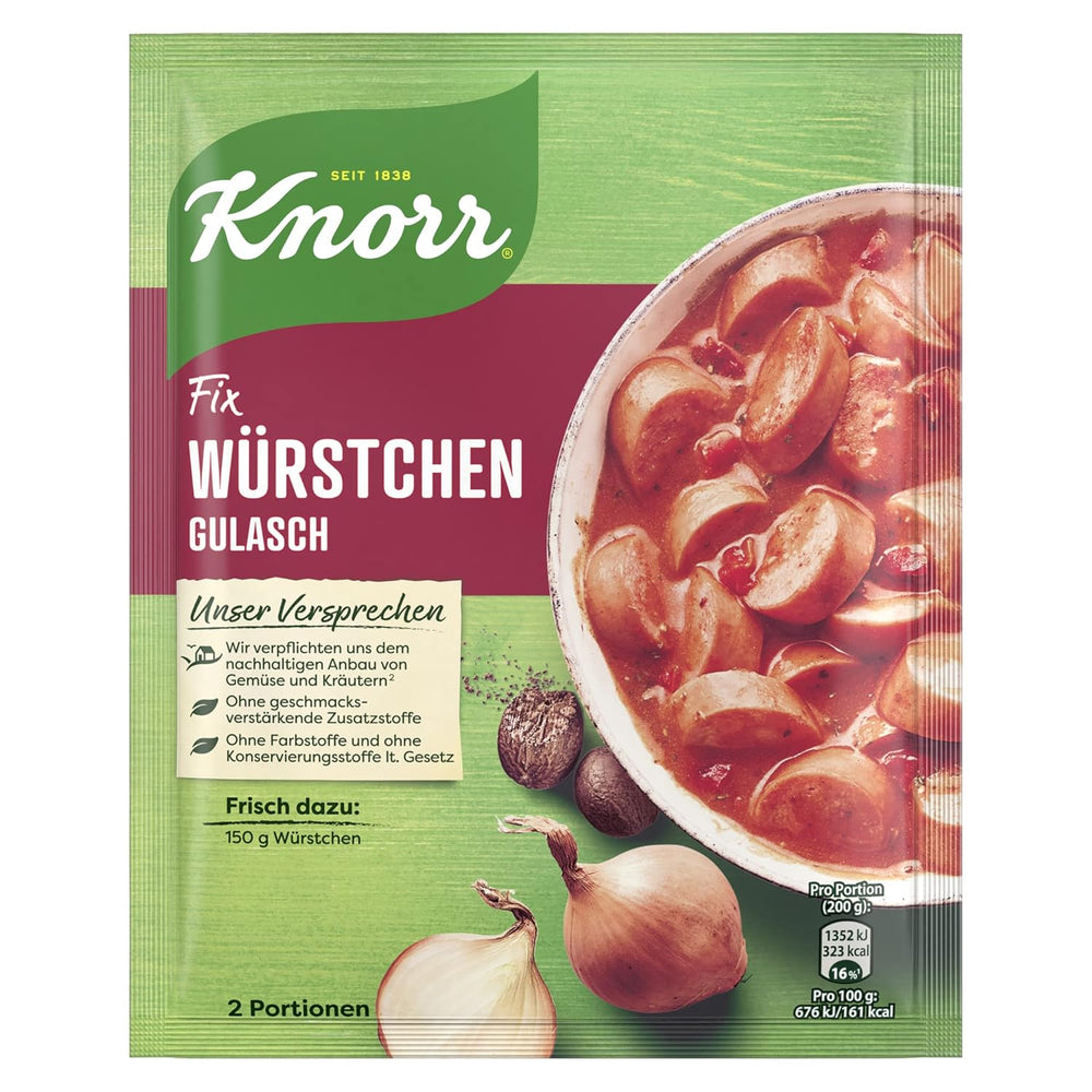 Knorr Fix Würzmischung Paprika-Gulasch für ein leckeres Fleischgericht mit natürlichen Zutaten 4 Portionen