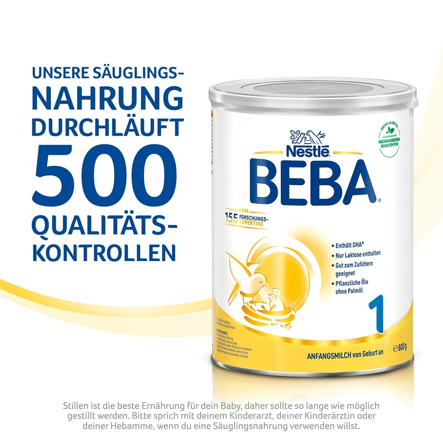 BABY 1 Anfangsmilch ab der Geburt, nur Laktose, ohne Palmöl, Packung 3 (3 x 800 g) Mutter und Kind Naty Shop